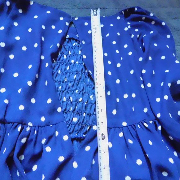 Gabby Skye NWT Smock Blue Polka Dot Dress. Women's 10. White. Summer. - Picture 5 of 7
